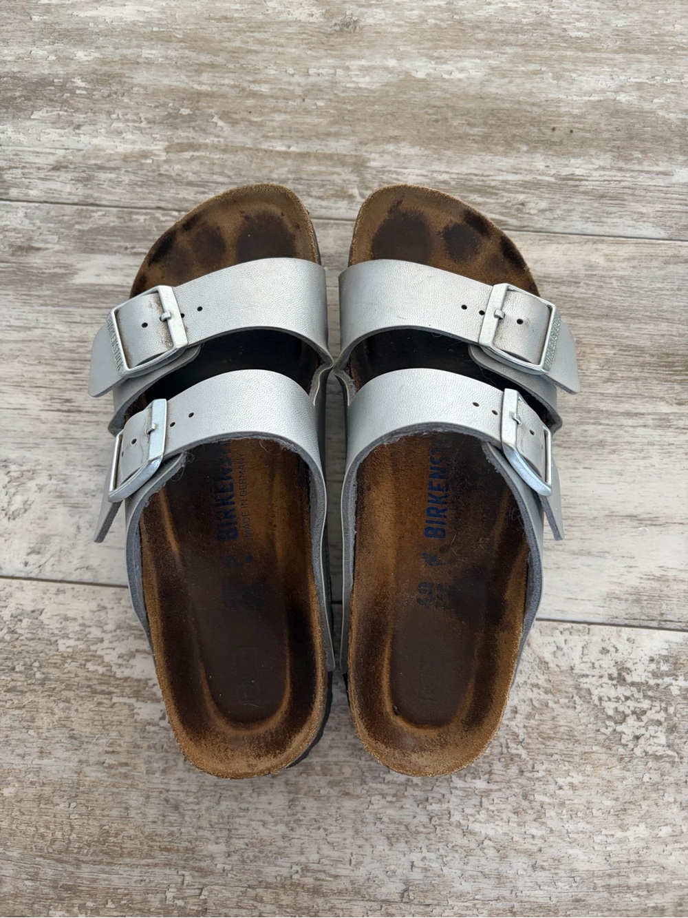 Birkenstock Silver Double Strap Sandals
